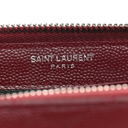 Saint Laurent Grain De Poudre Matelasse Chevron Monogram Zip Around Wallet Palissandre 6 of 9