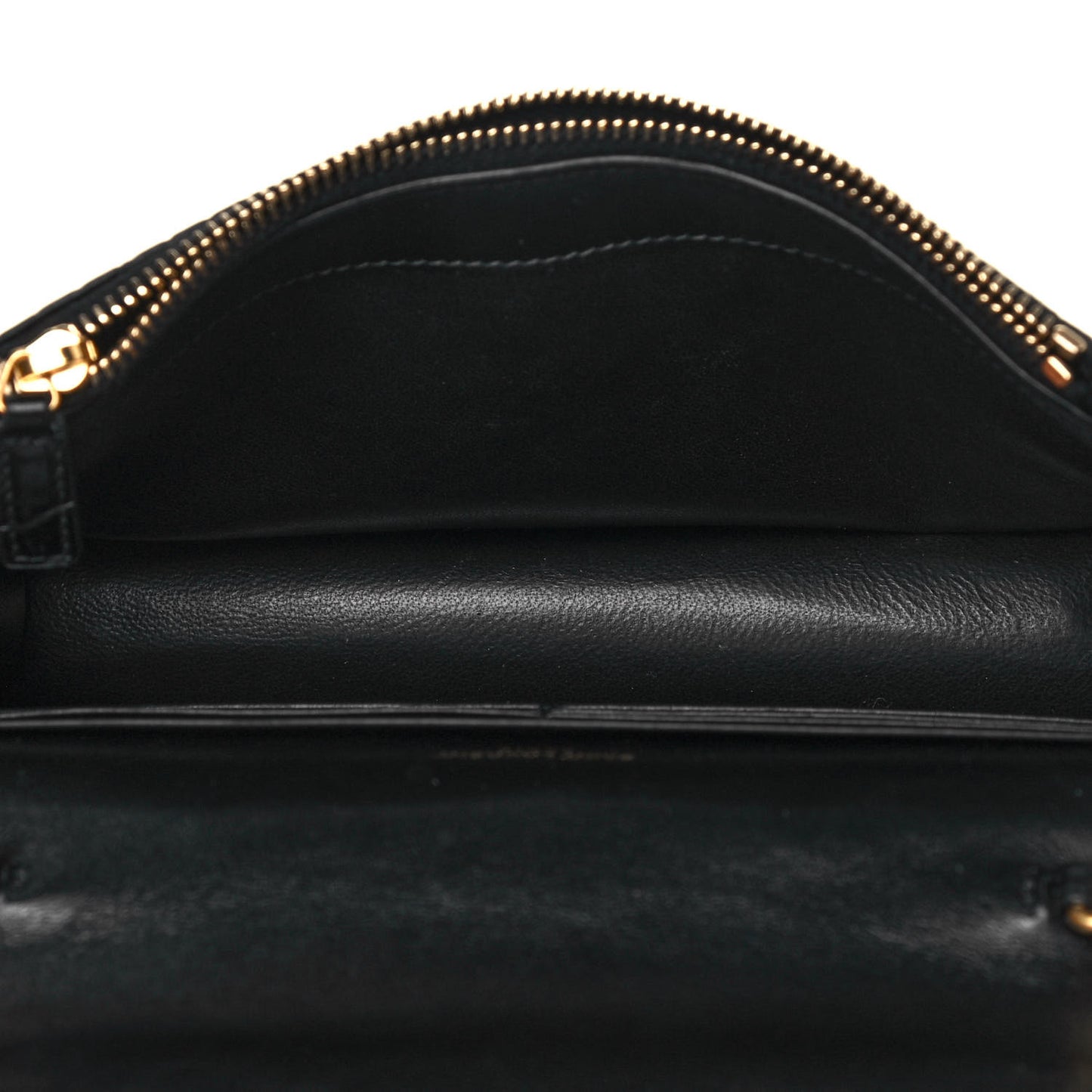 Calfskin Crocodile Embossed Kate Monogram Tassel Chain Wallet Black
