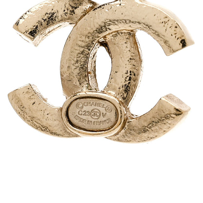 Chanel Metal Crystal Baguette CC Chain Drop Earrings Gold 4 of 6