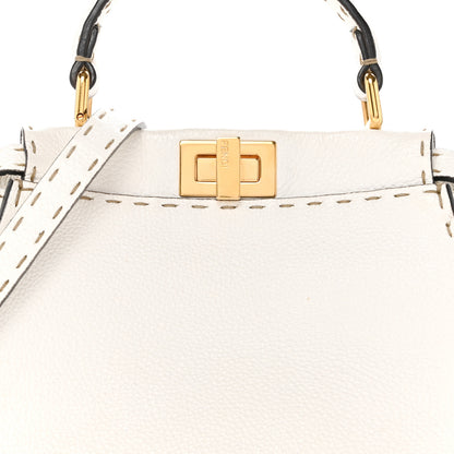 Fendi Cuoio Romano Selleria Mini Peekaboo Iconic Satchel White 8 of 14