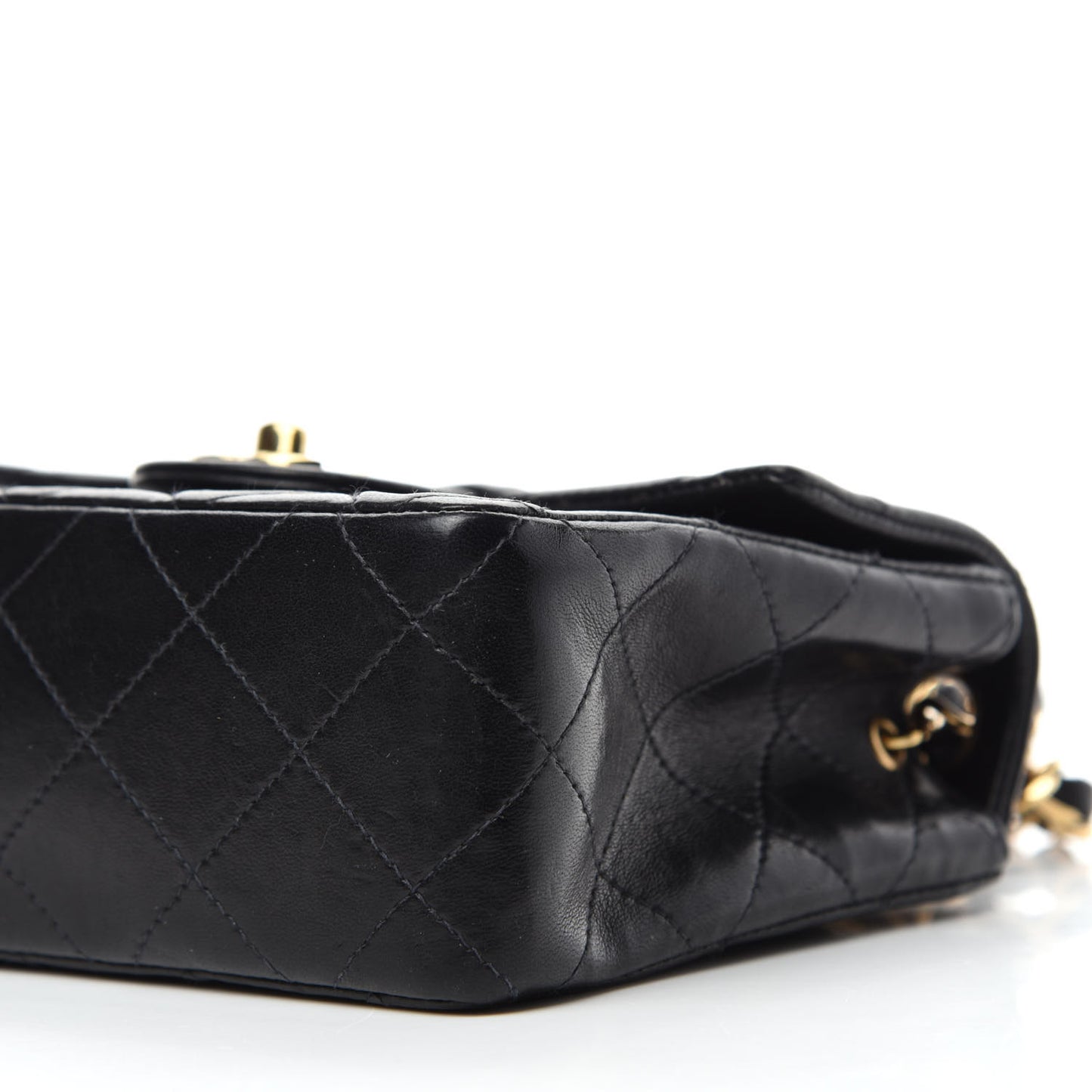 Lambskin Quilted Mini Square Flap Black