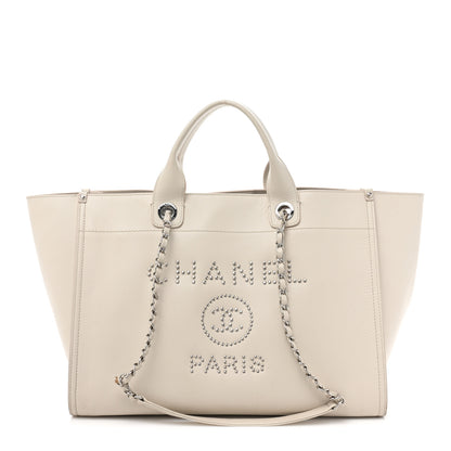 Chanel Caviar Medium Studded Deauville Tote White 1 of 15