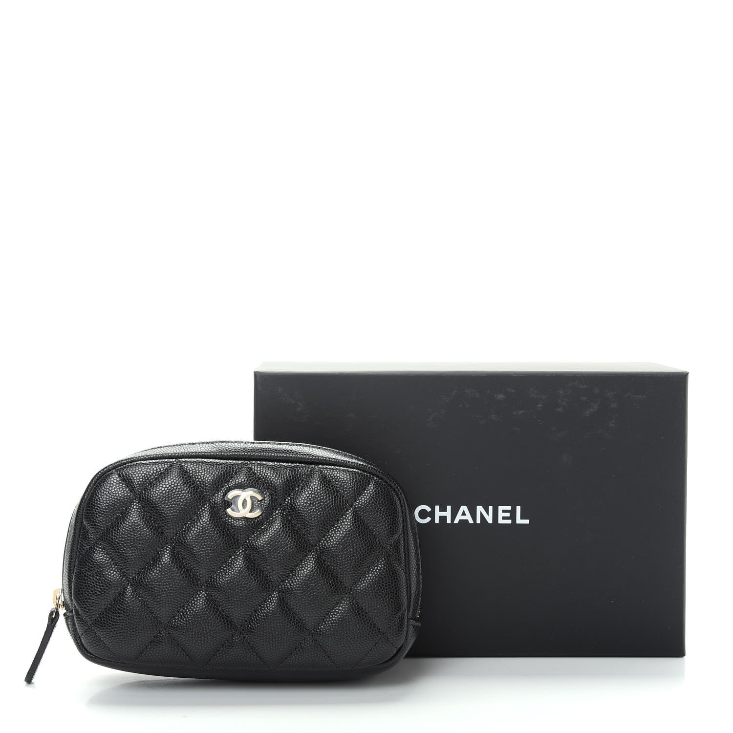 Chanel Caviar Quilted Small Curvy Pouch Cosmetic Case Black 8 of 8