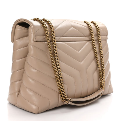 Saint Laurent Calfskin Y Quilted Monogram Medium Loulou Chain Satchel Dark Beige 3 of 12