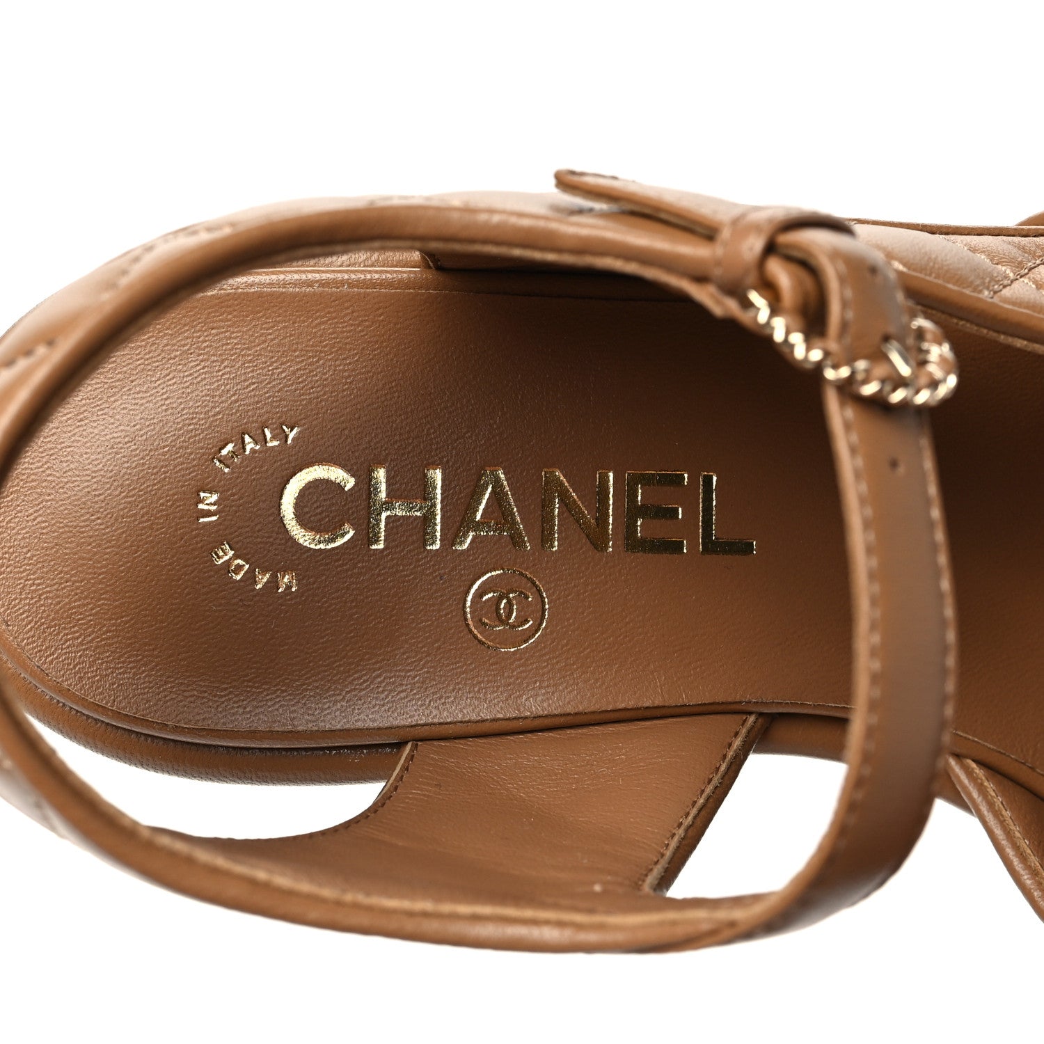 Chanel Lambskin Quilted CC Platform Sandals 38 Beige 8 of 10