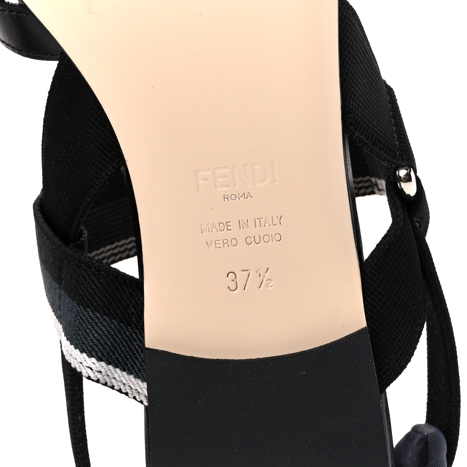 Fendi PVC Calfskin FF Colibri Slingback Ballerina Flats 37.5 Tobacco Moro Black Militare 7 of 10