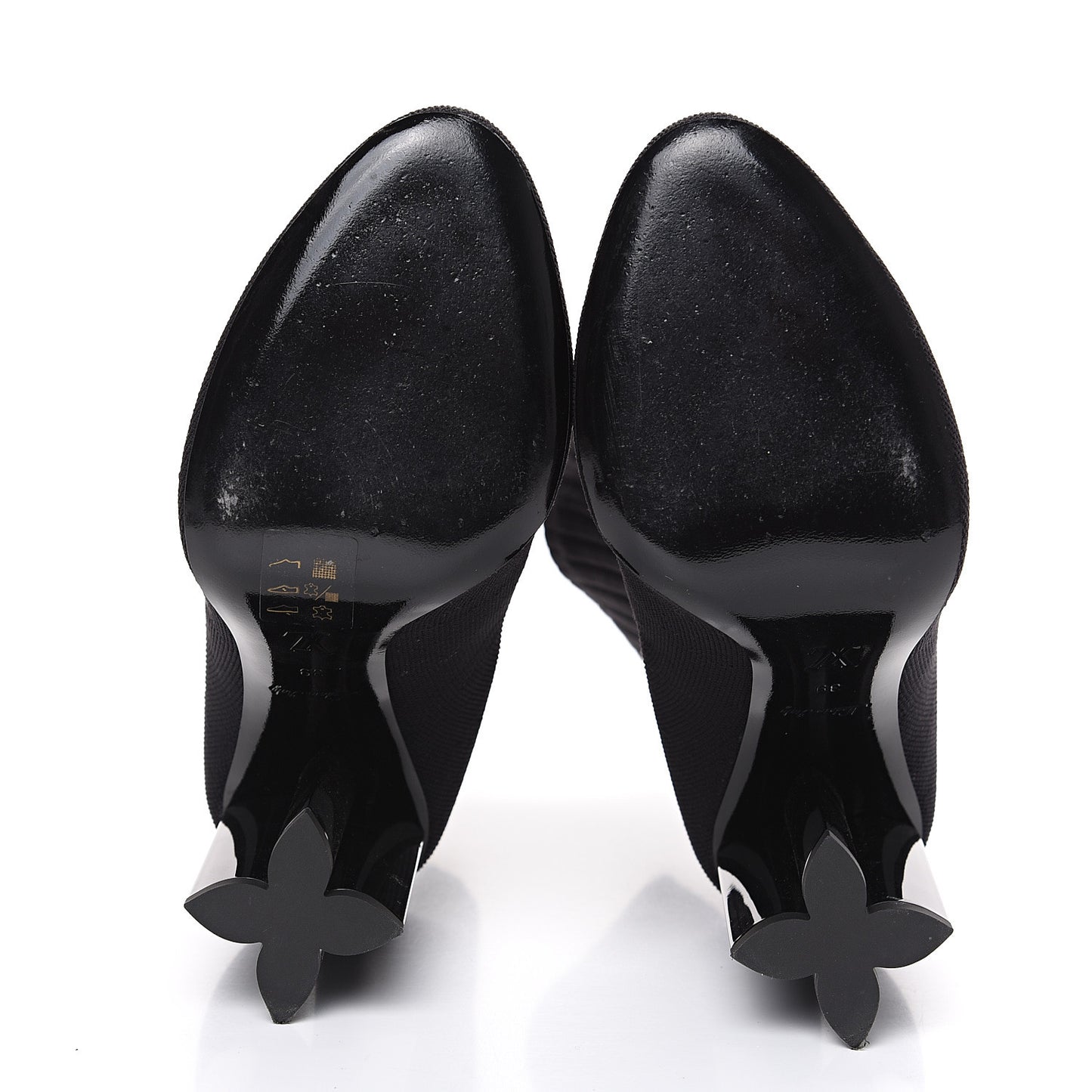 Stretch Fabric LV Black Heart Sock Ankle Boots 39 Black