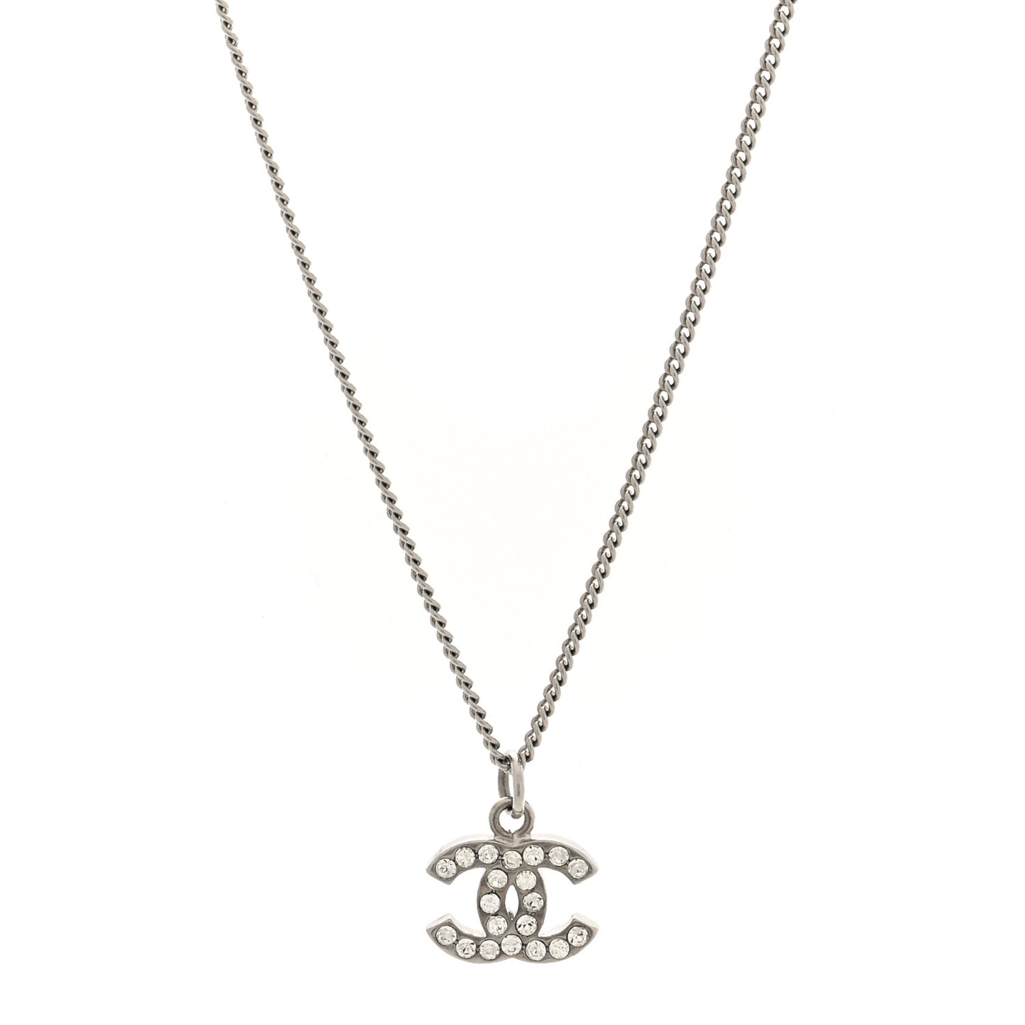 Crystal CC Pendant Necklace Silver