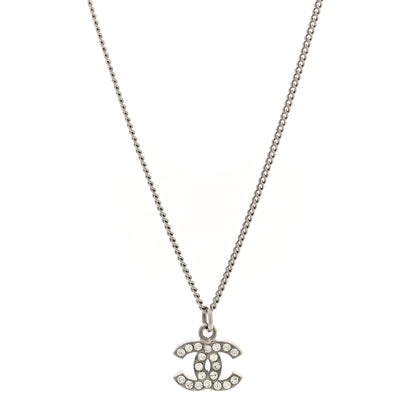 Chanel Crystal CC Pendant Necklace Silver 1 of 5