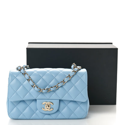 Chanel Lambskin Quilted Mini Rectangular Flap Light Blue 10 of 10