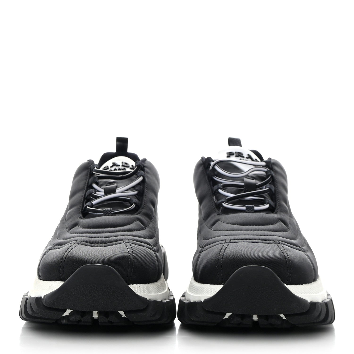 Prada Re-Nylon Gabardine Womens Rush Sneakers 37 Black White 2 of 9