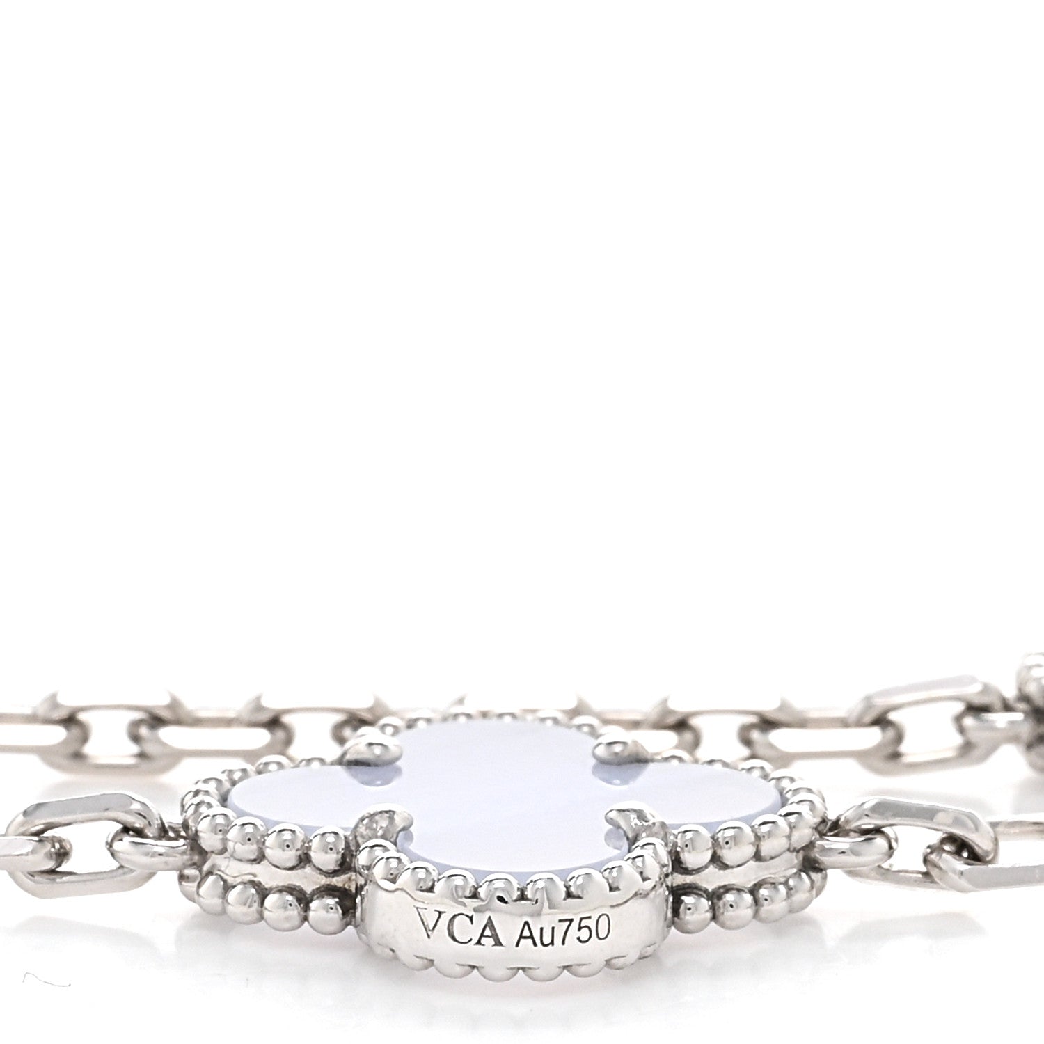 Van Cleef & Arpels 18K White Gold Chalcedony 10 Motifs Vintage Alhambra Necklace 4 of 5