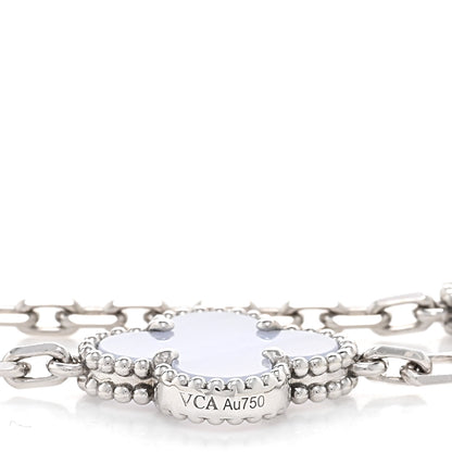 Van Cleef & Arpels 18K White Gold Chalcedony 10 Motifs Vintage Alhambra Necklace 4 of 5