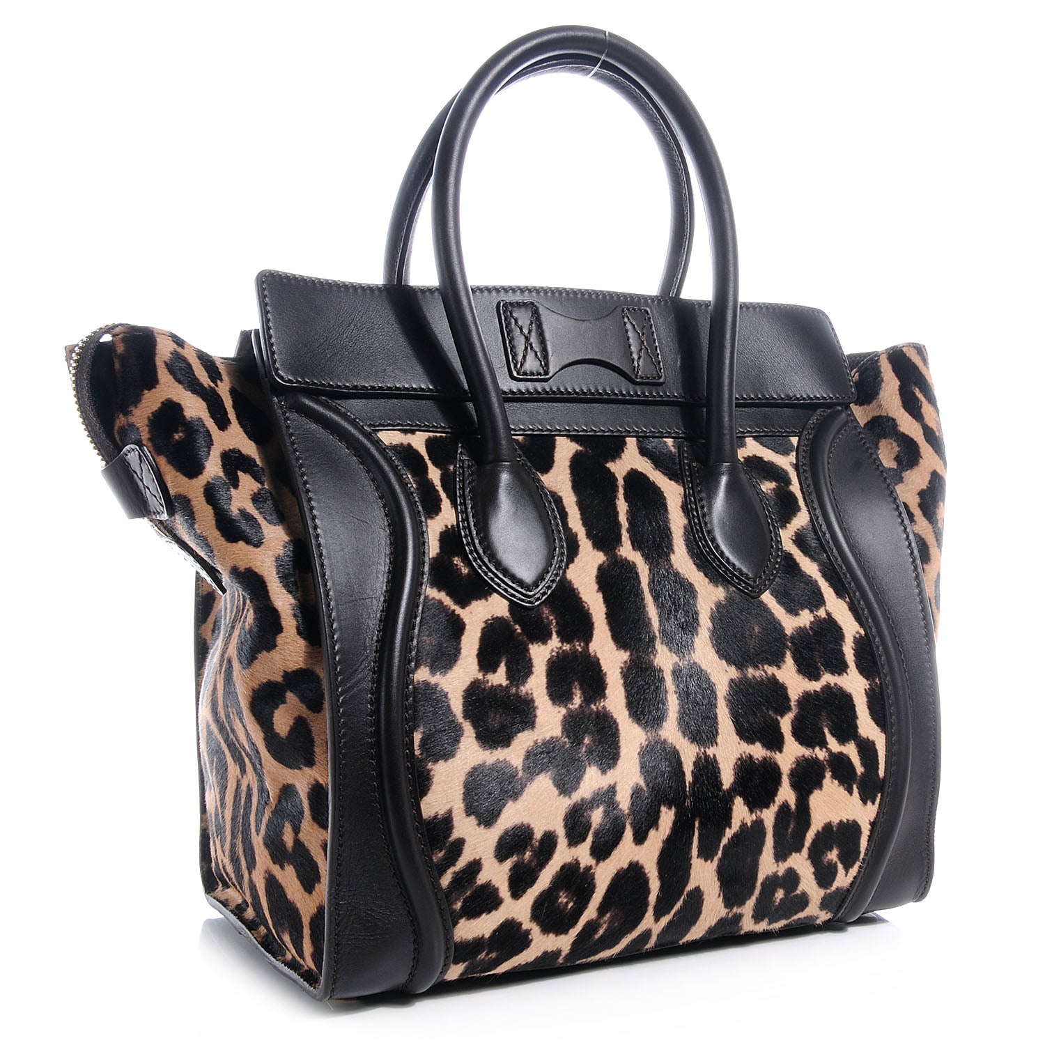 Celine Leopard Pony Hair Mini Luggage Brown 3 of 7