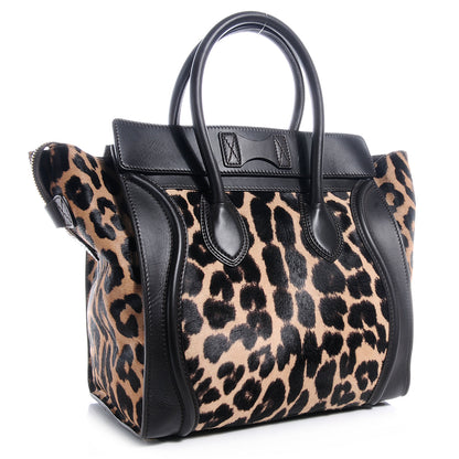 Celine Leopard Pony Hair Mini Luggage Brown 3 of 7