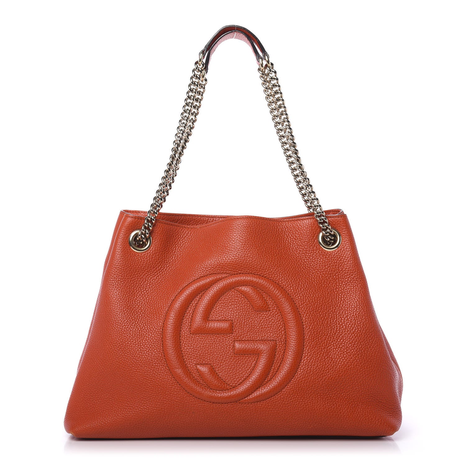 Gucci Pebbled Calfskin Medium Soho Chain Shoulder Bag Sun Orange 1 of 13