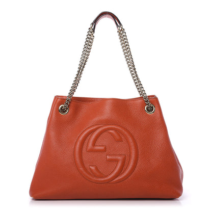 Gucci Pebbled Calfskin Medium Soho Chain Shoulder Bag Sun Orange 1 of 13