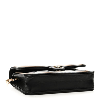 Chanel Lambskin Quilted Flap Phone Holder With Chain Black Beige 4 of 12