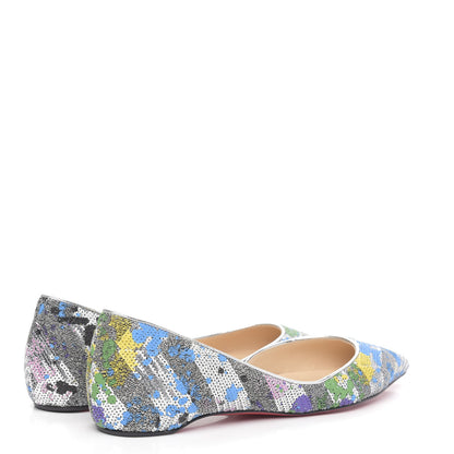 Christian Louboutin Paillette Splash Iriza Flats 38.5 Silver Multicolor 4 of 10