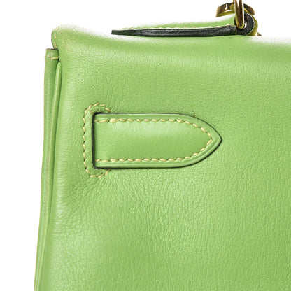 Hermes Veau Gulliver Kelly Retourne 32 Vert Cru 33 of 46