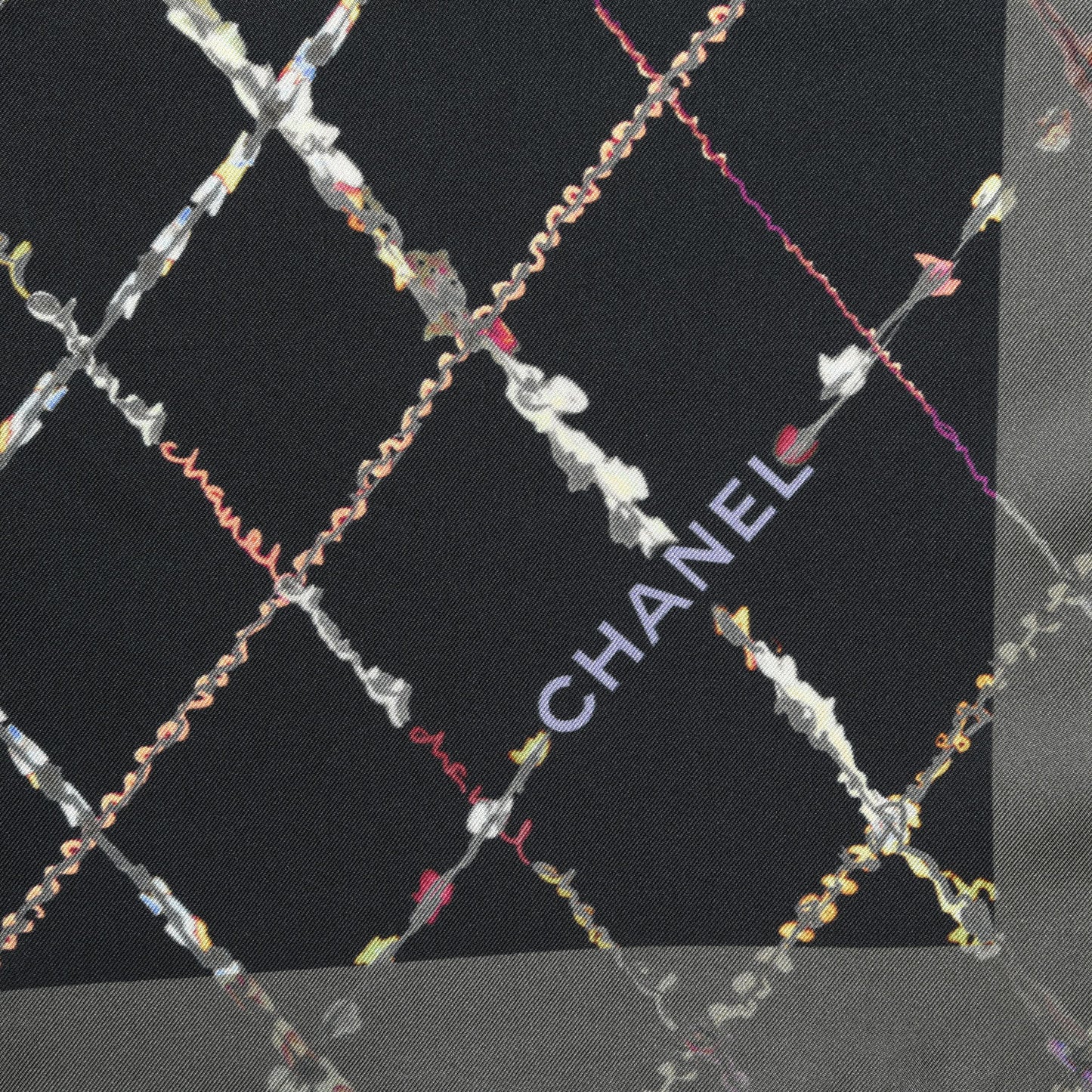 Silk CC Square Scarf Black