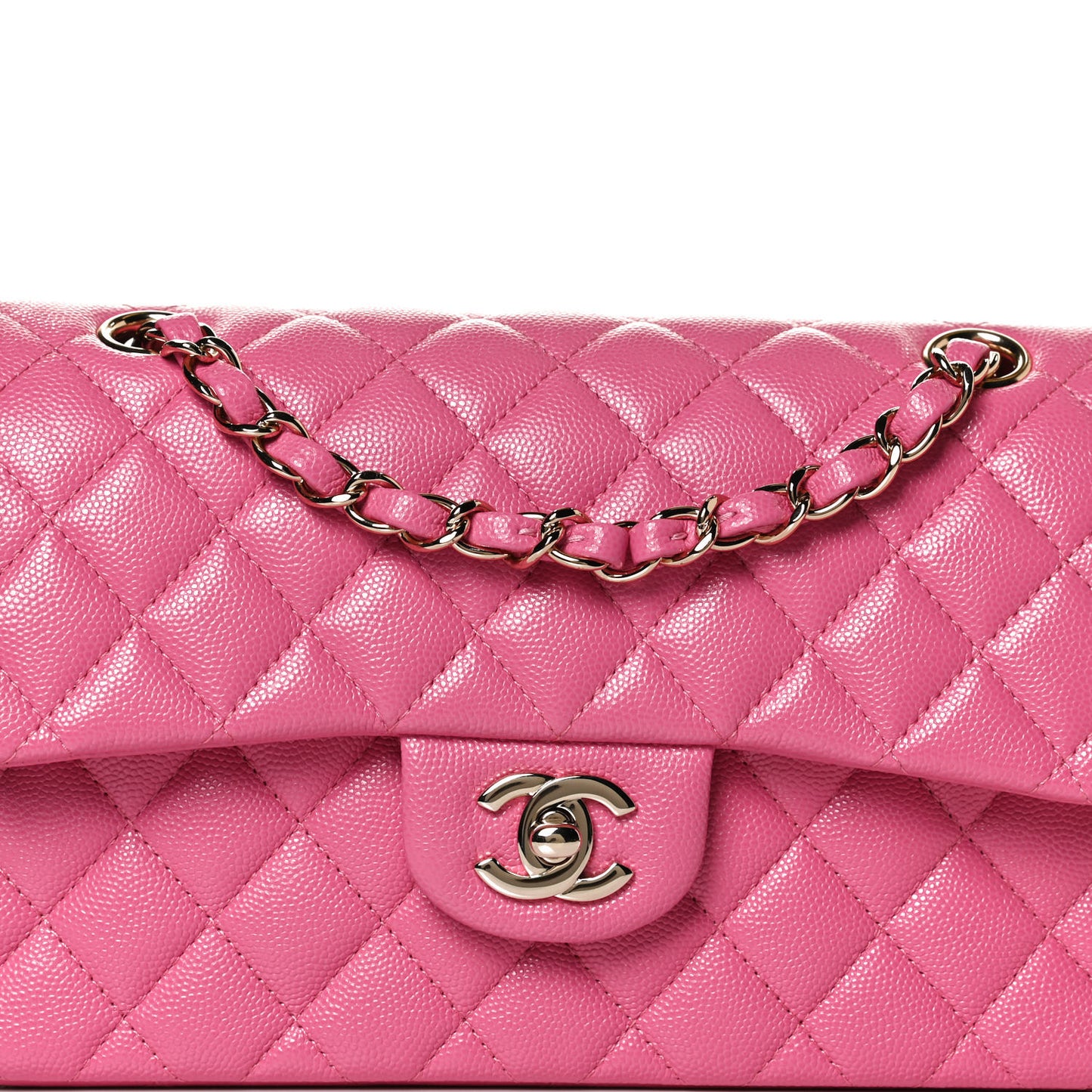 Caviar Quilted Small Double Flap Pink