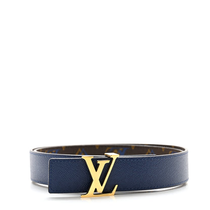 Louis Vuitton Calfskin Rainbow Monogram 30mm LV Initiales Reversible Belt 85 34 Blue 2 of 8