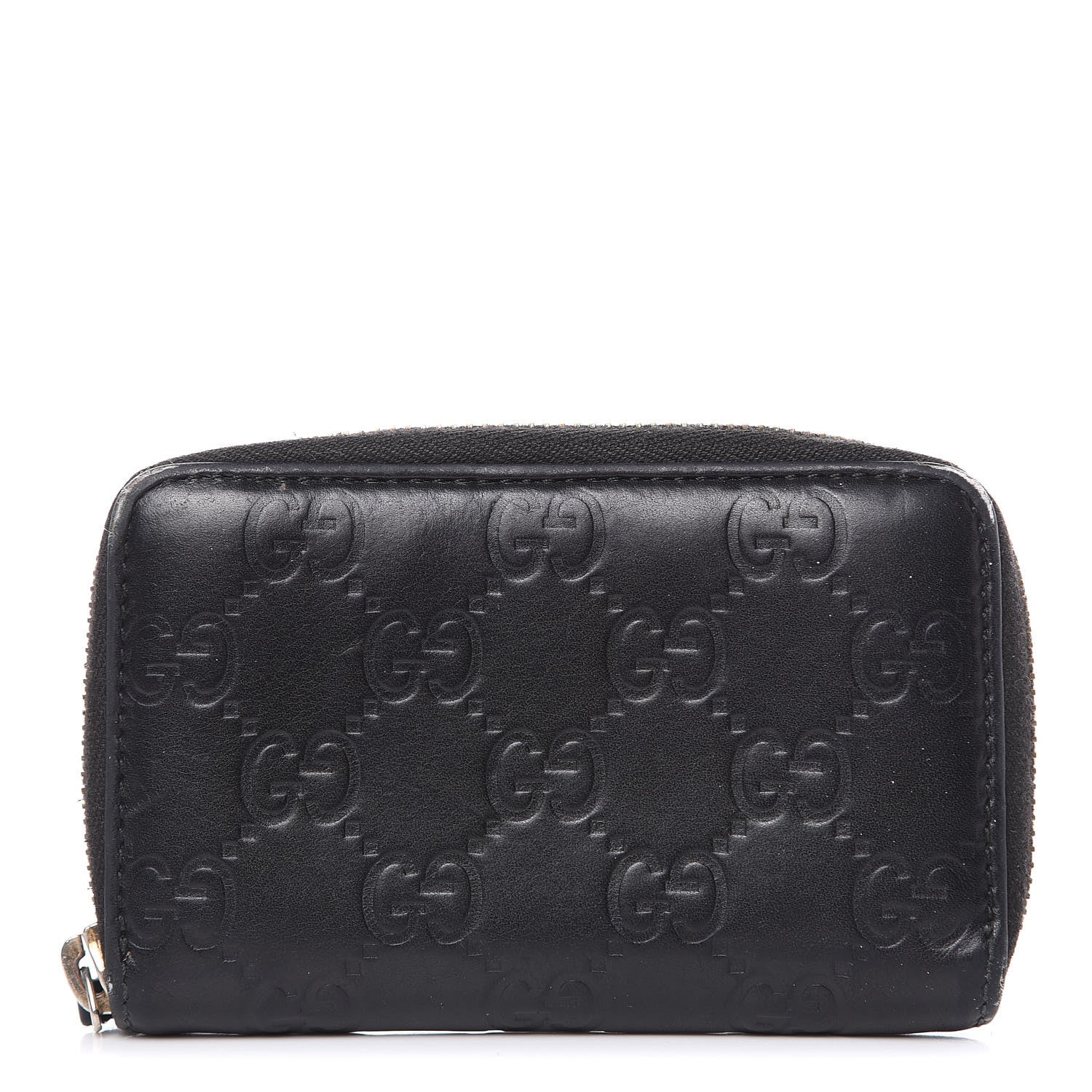 Gucci Guccissima Zip Around Card Case Black 1 of 14