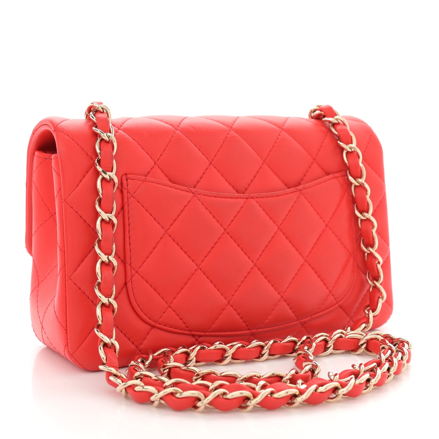 Lambskin Quilted Mini Rectangular Flap Red