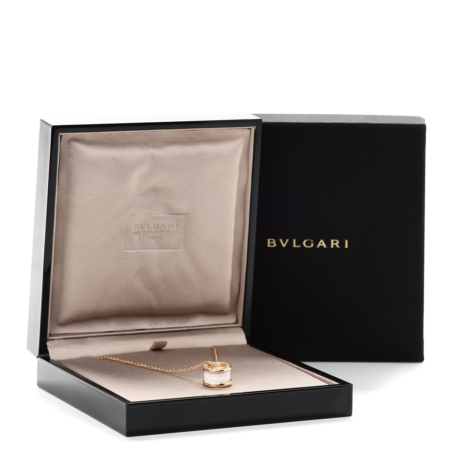 Bulgari 18K Rose Gold White Ceramic B.Zero1 Pendant Necklace 8 of 8