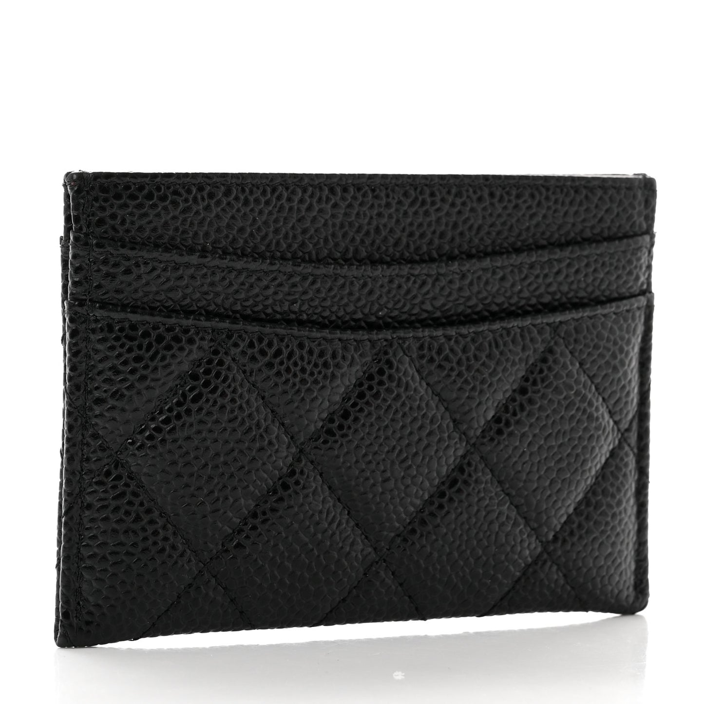 Caviar Quilted Card Holder Black
