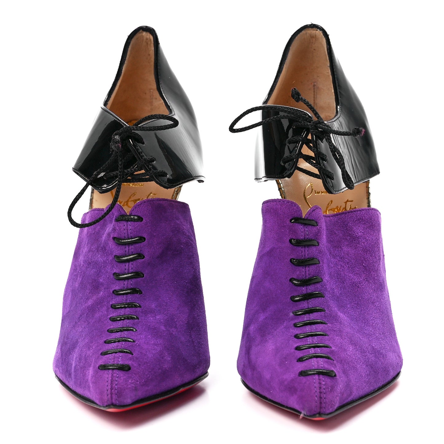 Patent Suede Kid Corsita 120 Ankle Boots 36.5 Violet Black