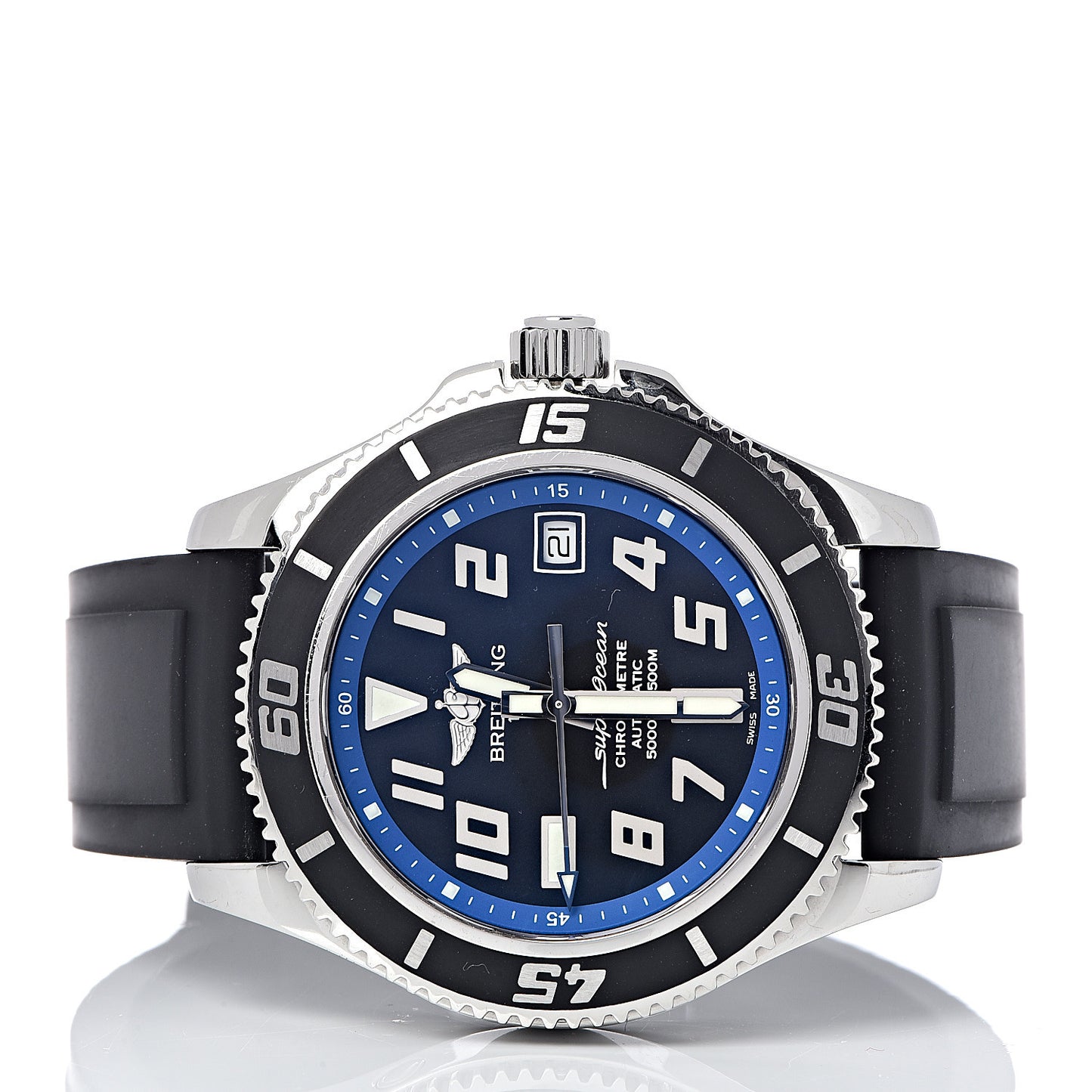 Stainless Steel Rubber 42mm SuperOcean Automatic Watch Blue A17364