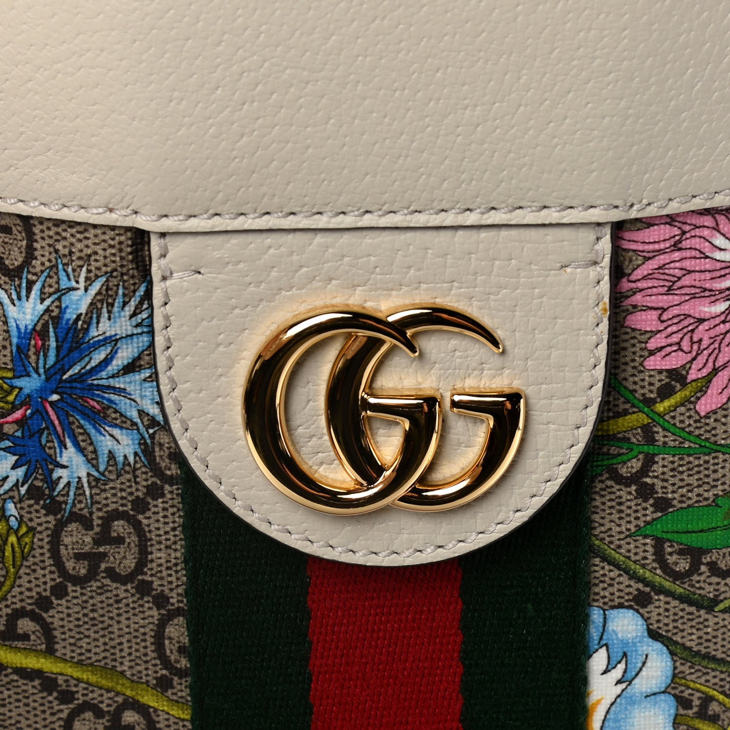 Gucci GG Supreme Monogram Flora Web Ophidia Vertical Shopping Tote White 8 of 10