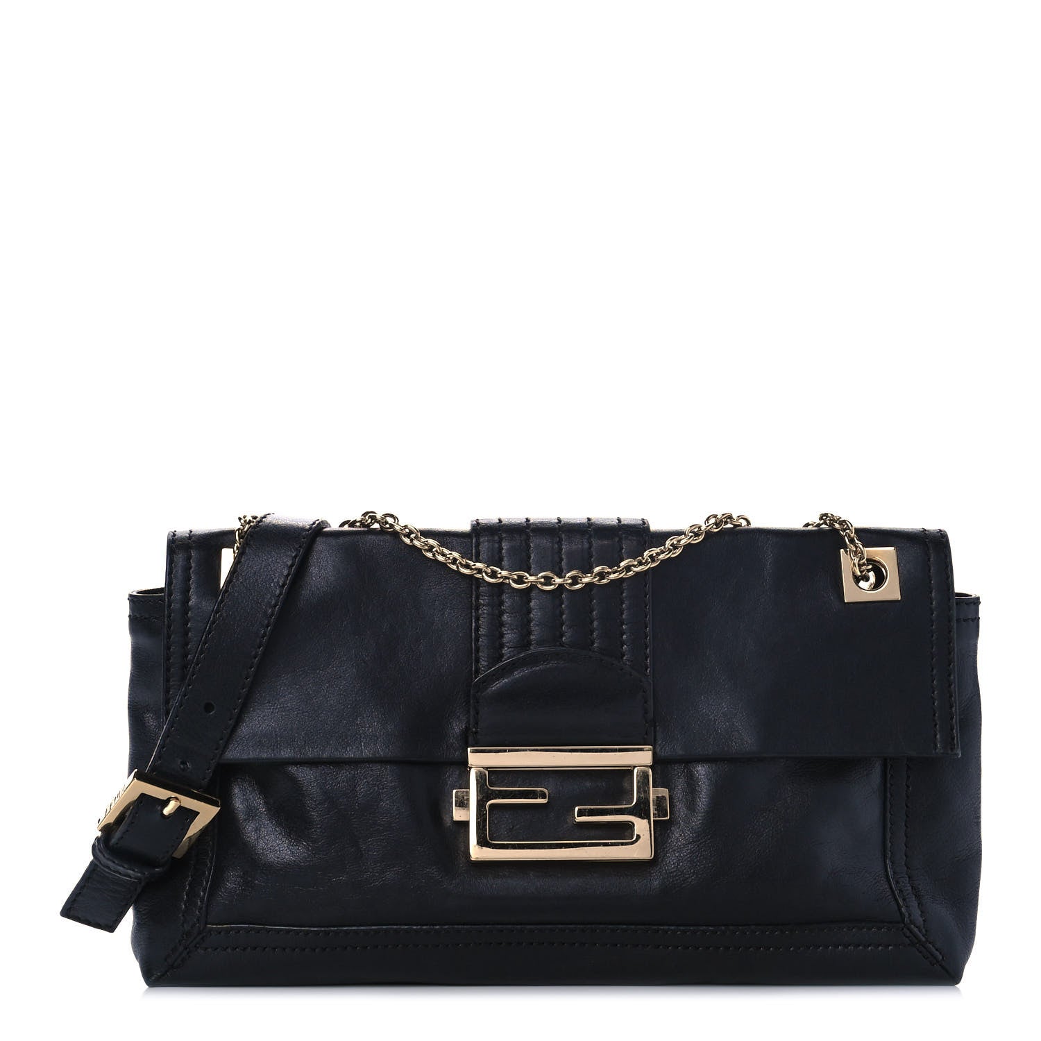 Fendi Vitello Acqua Maxi Baguette Bag Black 1 of 10