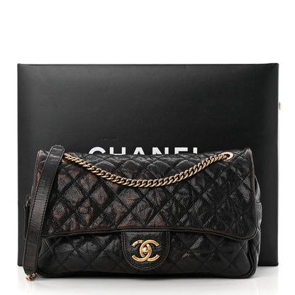 Chanel Crumpled Grained Calfskin Quilted Large Shiva Flap Black 13 of 13