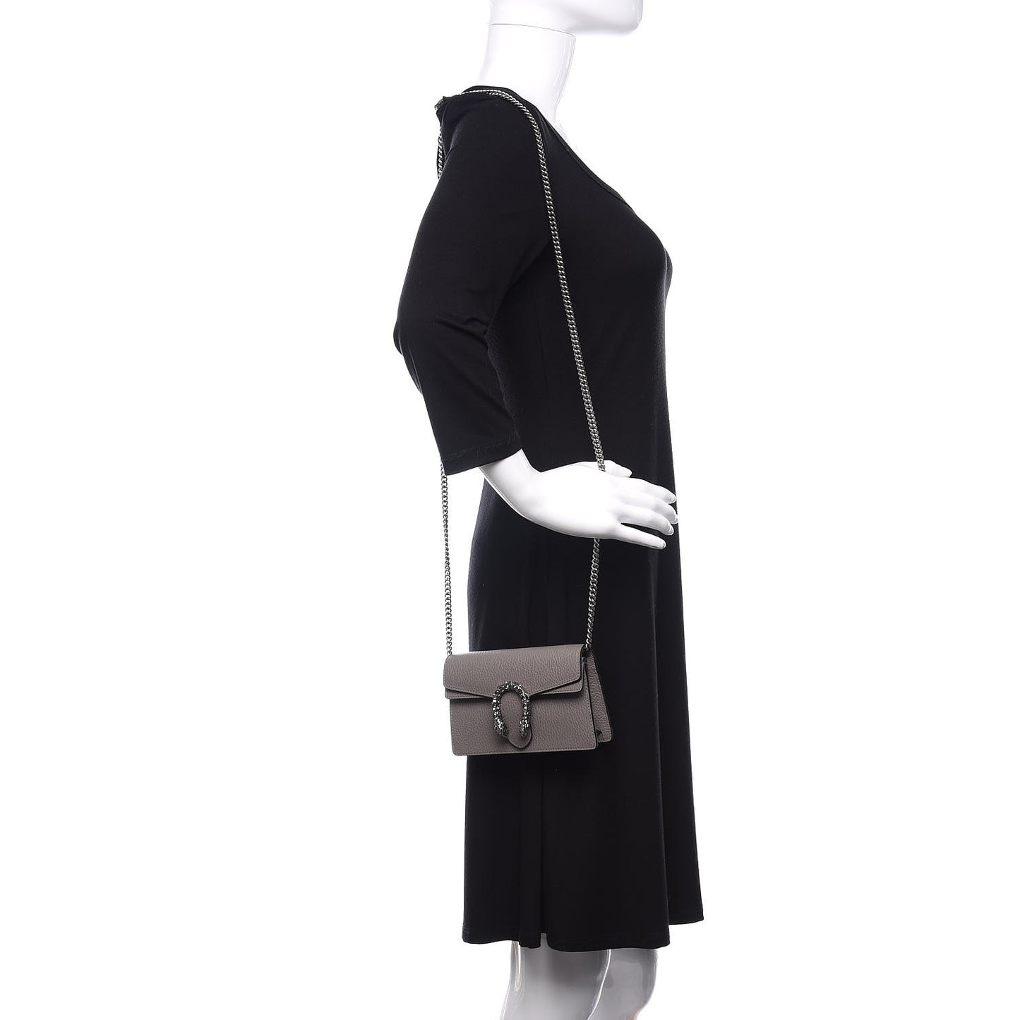 Dollar Calfskin Crystal Super Mini Dionysus Shoulder Bag Dusty Grey Black Diamond