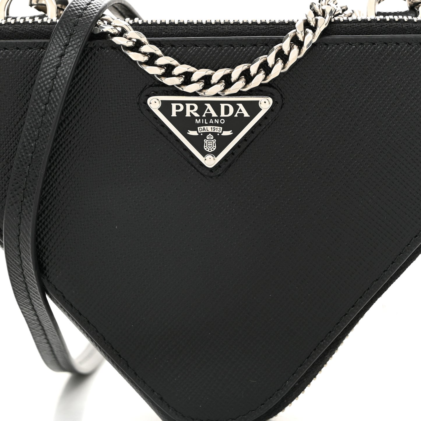 Saffiano Mini Triangle Crossbody Pouch Black