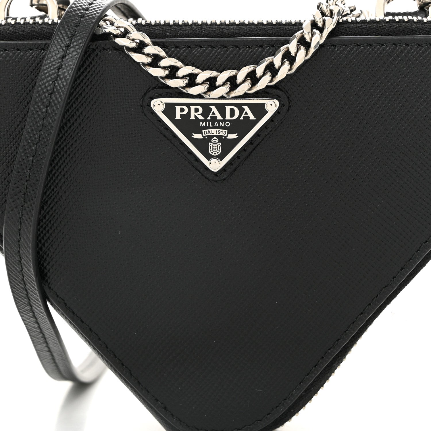 Prada Saffiano Mini Triangle Crossbody Pouch Black 9 of 11