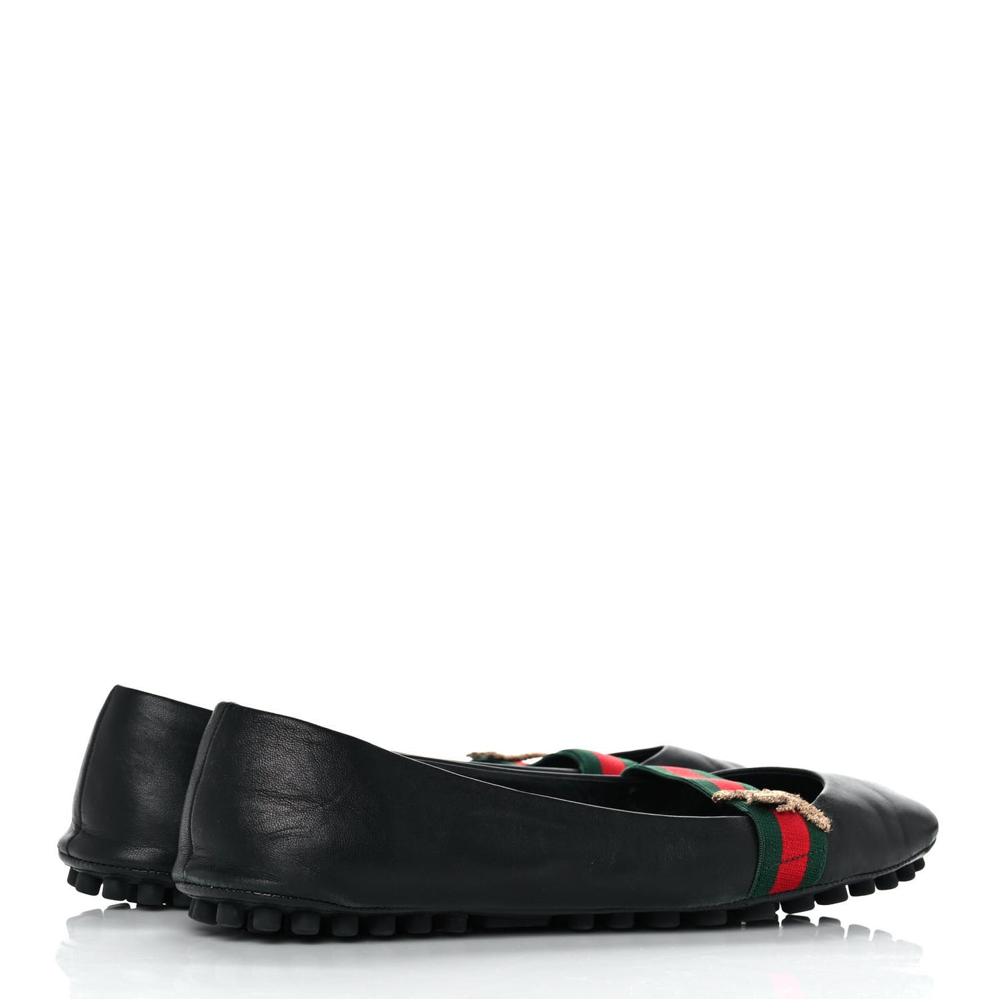 Calfskin Bayadere Bee Ballerina Flats 39.5 Black
