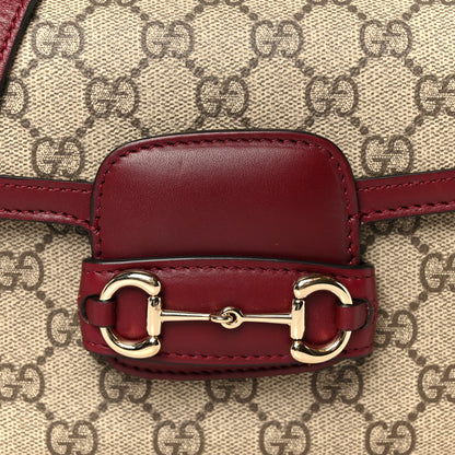 Gucci GG Supreme Monogram Horsebit 1955 Soft Small Shoulder Bag Beige Ebony Rosso Ancora 9 of 12