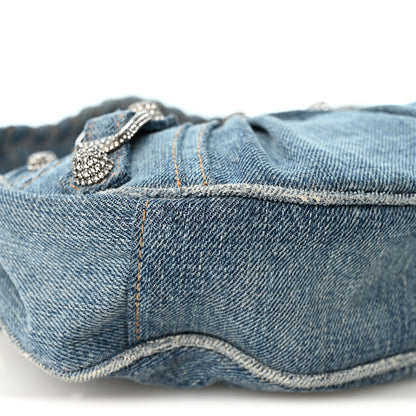 Balenciaga Washed Frayed Denim Crystal Le Cagole Shoulder Bag XS Blue 10 of 11