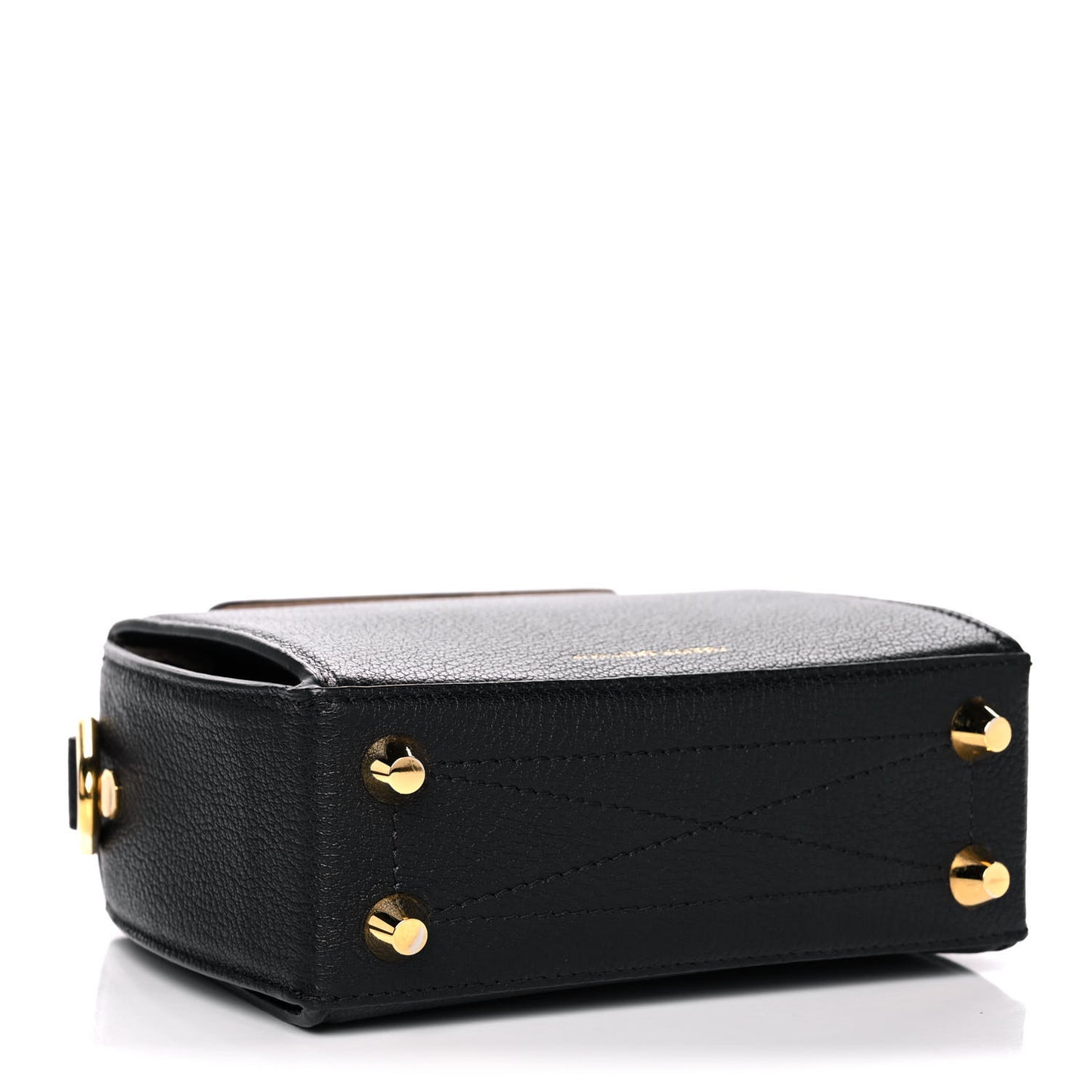 Silky Amish Grained Goatskin Box Shoulder Bag 16 Black