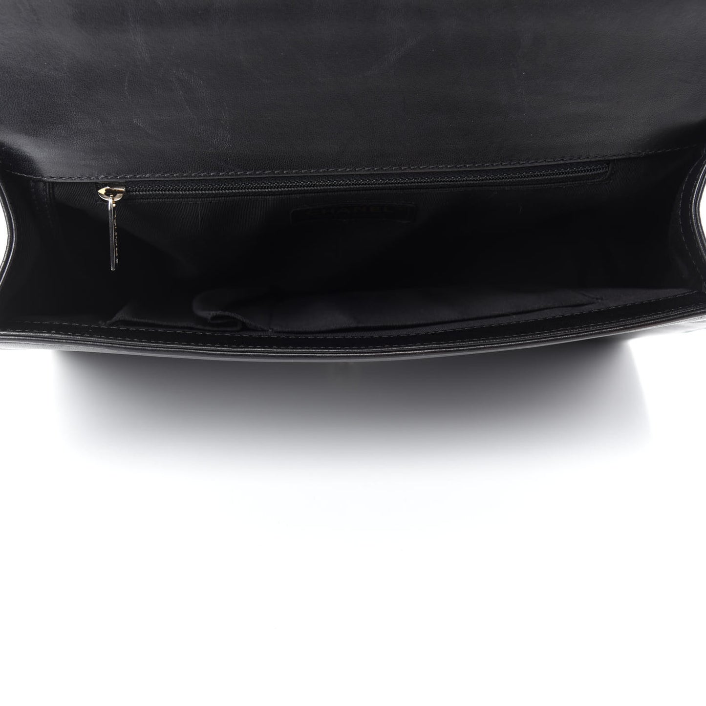 Calfskin Quilted Large Boy Flap Black