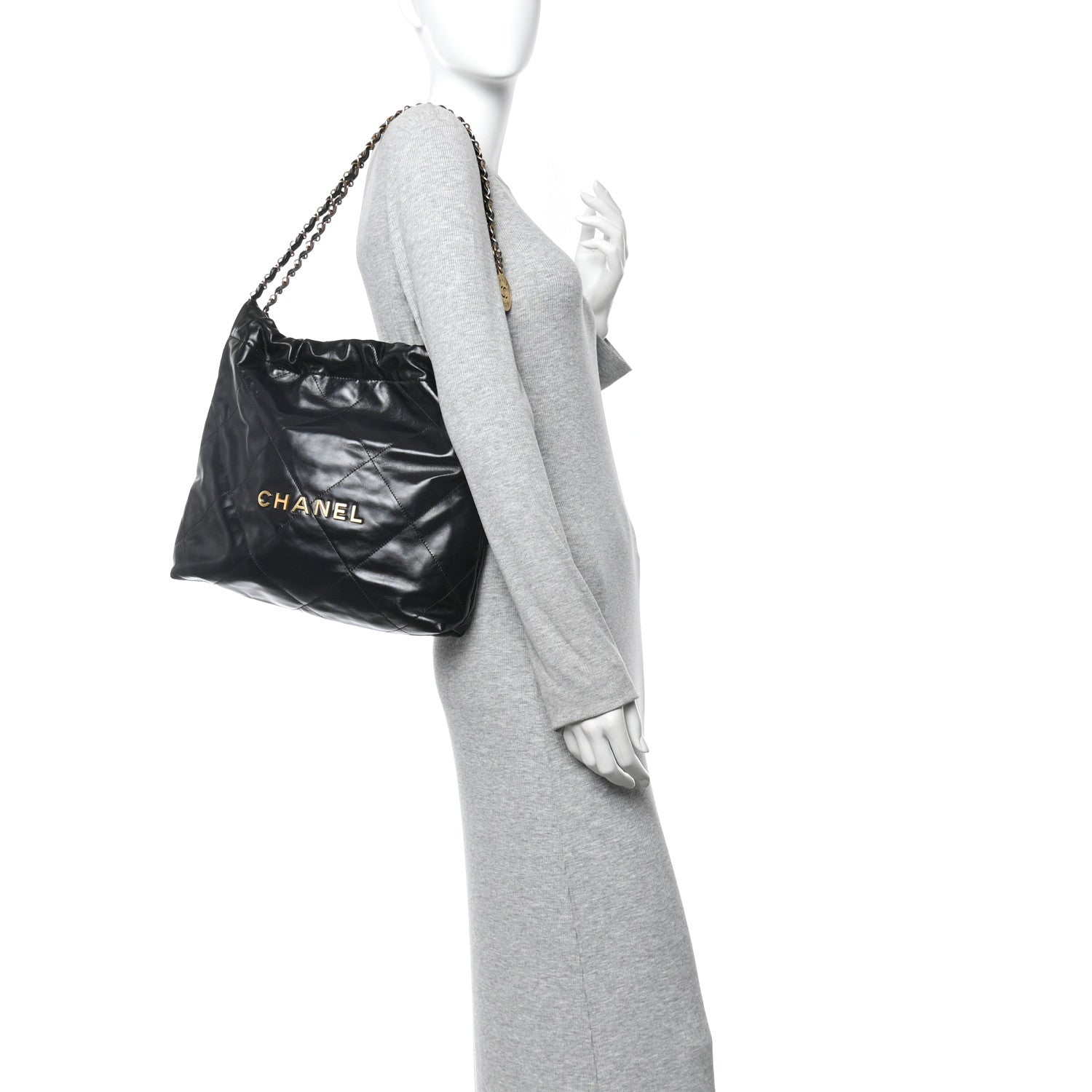 Chanel Shiny Calfskin Quilted Small Chanel 22 Black 2 of 12