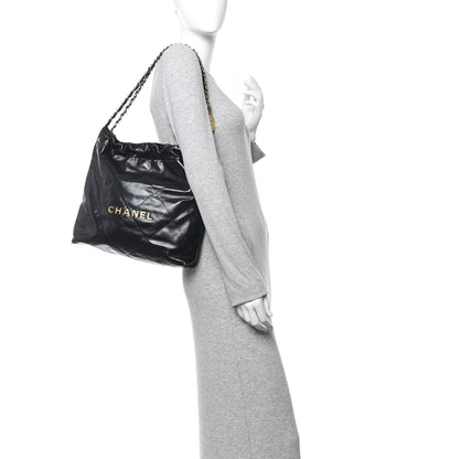 Chanel Shiny Calfskin Quilted Small Chanel 22 Black 2 of 12