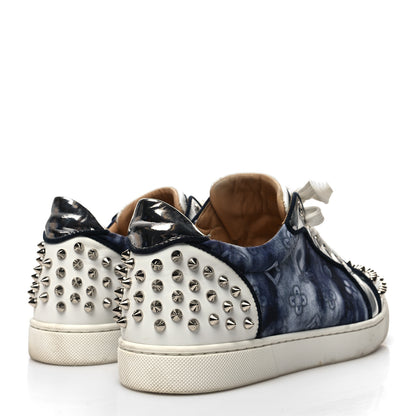 Christian Louboutin Calfskin Cotton Vieira Strass Womens Orlato Flat Sneakers 40 Multicolor 4 of 8