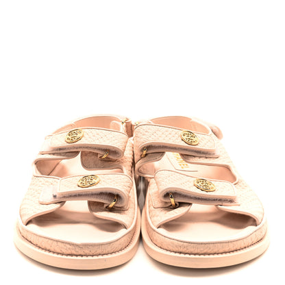 Chanel Calfskin Printed Velcro Dad Sandals 41 Pink 3 of 8