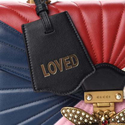 Gucci Calfskin Bamboo Trapuntata Queen Margaret Top Handle Bag Blue Agata Hibiscus Red Mystic White Sugar Pink 9 of 11