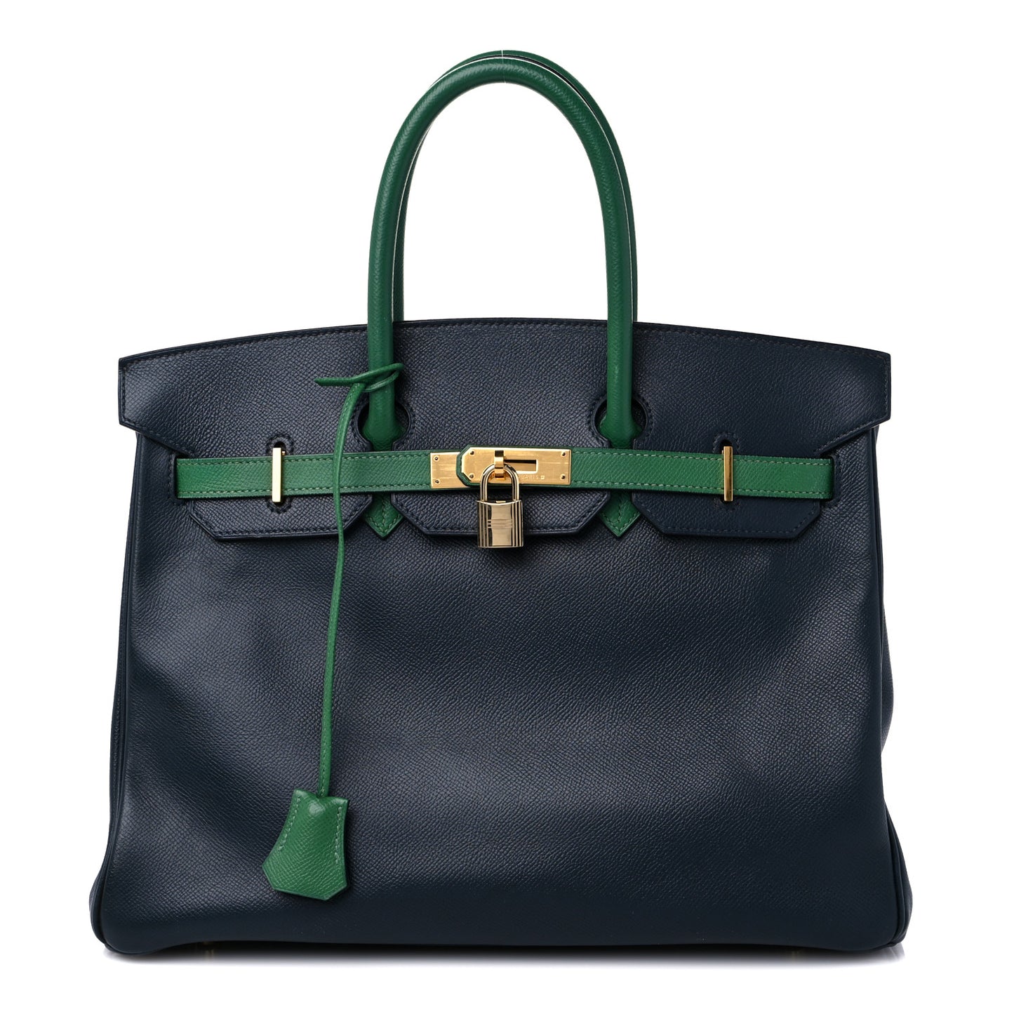 Courchevel Bi Color Birkin 35 Bleu Indigo Vert Clair